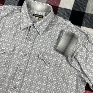 Stetson‎ Shirt Mens 2XL Gray Floral Pearl Snap Western Rodeo Cowboy Country